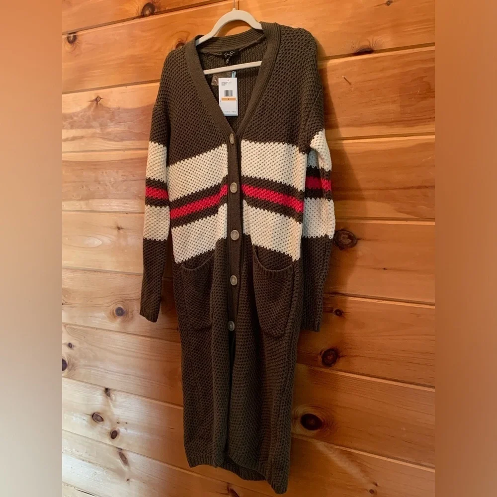 Jessica Simpson Marina Varsity cardigan duster nwt women’s size small.